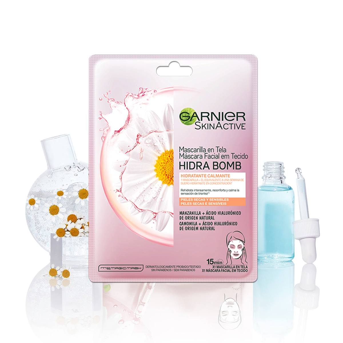 Mascarilla Facial De Tela Geomar Hidratante Anti-Edad - 22 Ml Con Ácido Hialurónico Y Aceites Naturales, Fórmula Vegana Y Dermatológicamente Testada